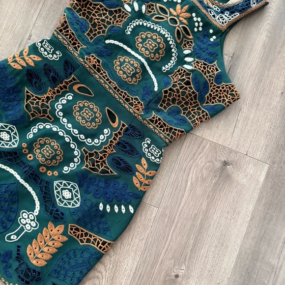 Revolve JOA Lacey Hunter Green Embroidered Sheath Dress - Picture 4 of 7